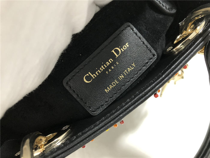 MINI LADY Dior BAG Cannage Calfskin with Beaded Embroidery High