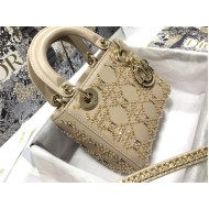 MINI LADY Dior BAG Cannage Calfskin with Beaded Embroidery High