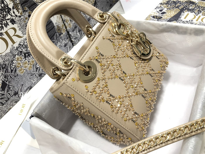 MINI LADY Dior BAG Cannage Calfskin with Beaded Embroidery High