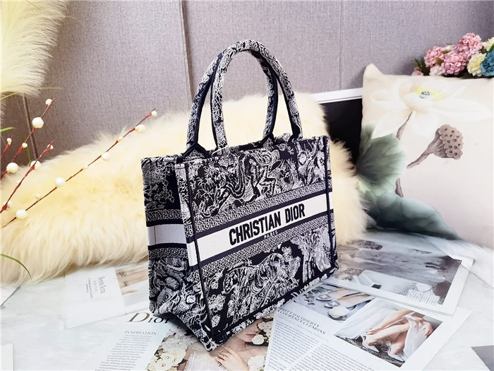 SMALL Dior BOOK TOTE Toile de Jouy Reverse Embroidery Mid