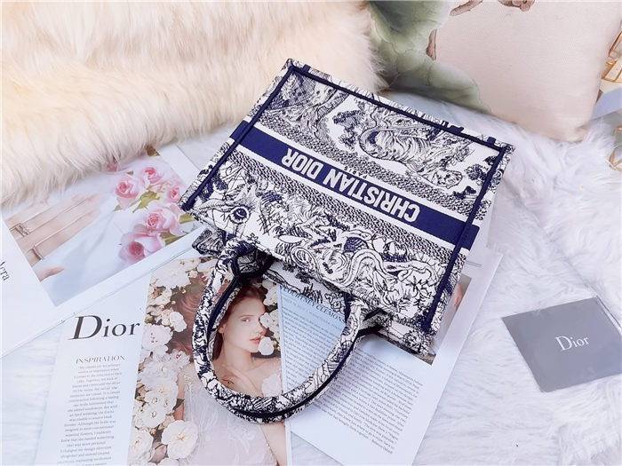 SMALL Dior BOOK TOTE Toile de Jouy Embroidery Mid