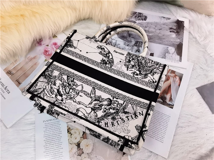 SMALL Dior BOOK TOTE Toile de Jouy Zodiac Embroidery Mid