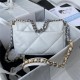 Chanel 19 Flap Bag Goatskin/Lambskin White Silver High