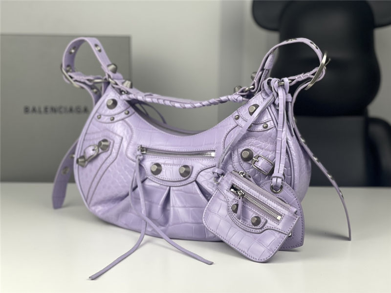 WOMEN'S LE CAGOLE SMALL SHOULDER BAG Corocodile IN Lilac High