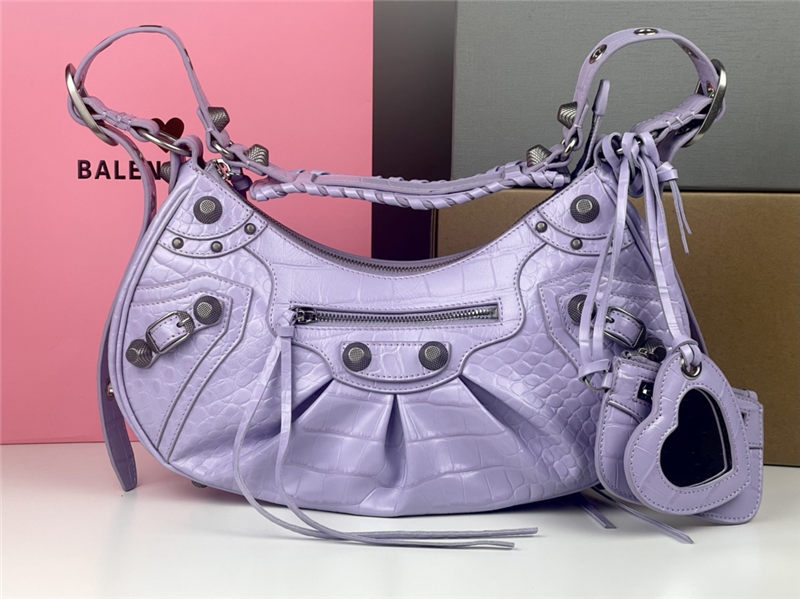 WOMEN'S LE CAGOLE SMALL SHOULDER BAG Corocodile IN Lilac High