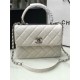 SMALL FLAP BAG WITH TOP HANDLE Lambskin Silver Metal A