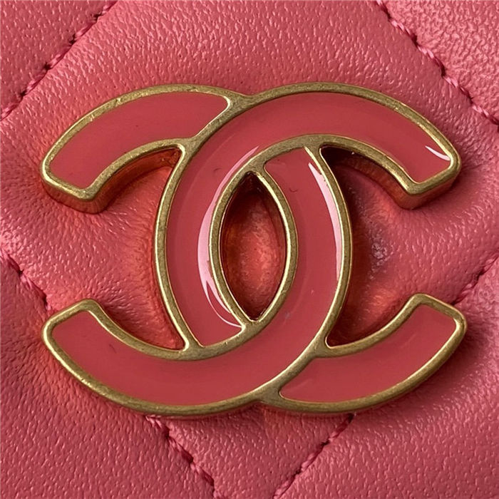 Chanel CLUTCH WITH CHAIN AP2638 Lambskin, Enamel & Gold-Tone Metal Coral A