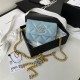 Chanel CLUTCH WITH CHAIN AP2638 Lambskin, Enamel & Gold-Tone Metal Blue A