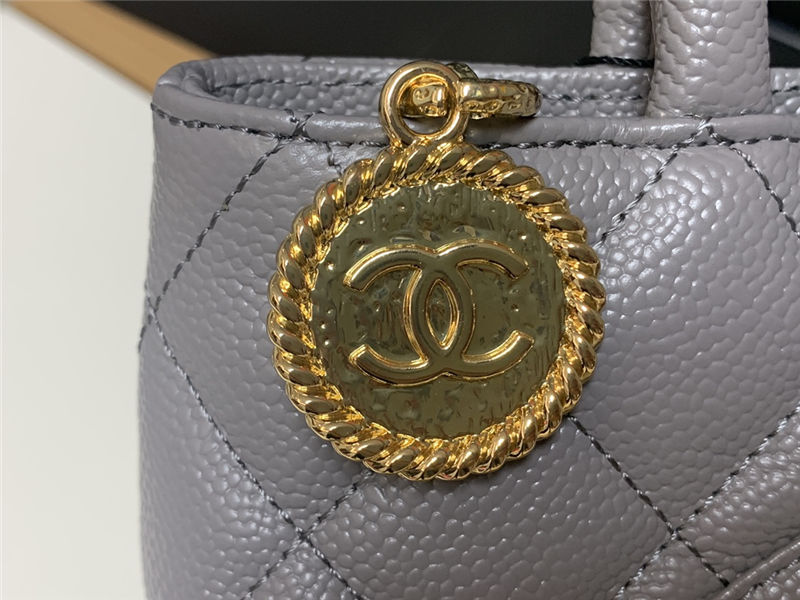 Chanel Vintage Hobo Bag Grained Calfskin AS0814 Grey High