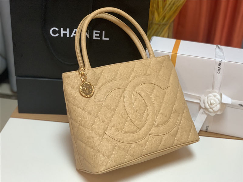 Chanel Vintage Hobo Bag Grained Calfskin AS0814 Beige High