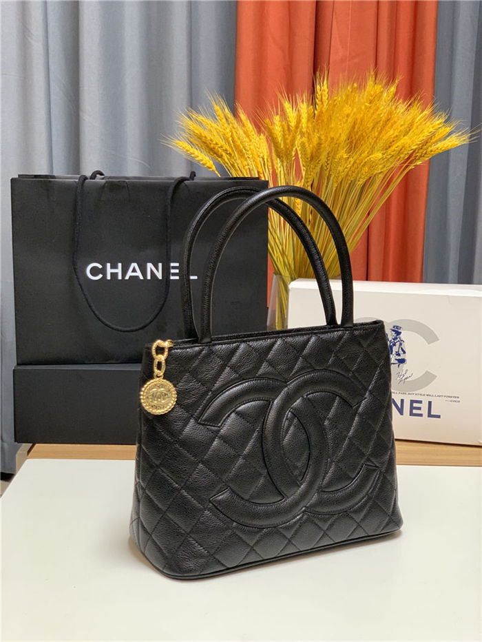 Chanel Vintage Hobo Bag Grained Calfskin AS0814 Black High