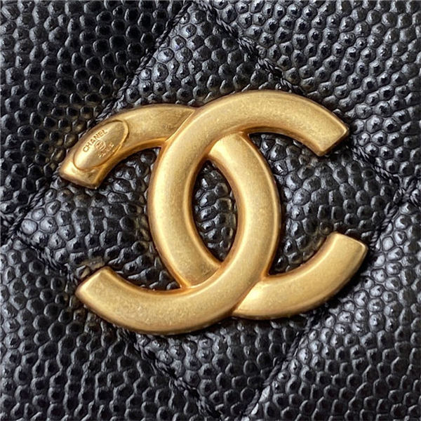 Chanel WALLET ON CHAIN Grained Shiny Calfskin & Gold-Tone Metal Black AP2804 A