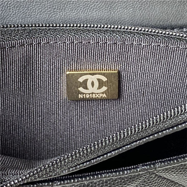 Chanel WALLET ON CHAIN Grained Shiny Calfskin & Gold-Tone Metal Black AP2804 A