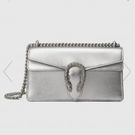 DIONYSUS GG SMALL SHOULDER BAG 400249 Leather Silver high