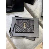 MONOGRAM CLUTCH IN MIX MATELASSÉ GRAIN DE POUDRE EMBOSSED LEATHER Black High