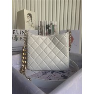 HOBO HANDBAG Lambskin & Gold-Tone Metal White High