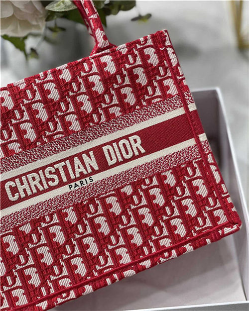 SMALL Dior BOOK TOTE Dior Oblique Jacquard Red High