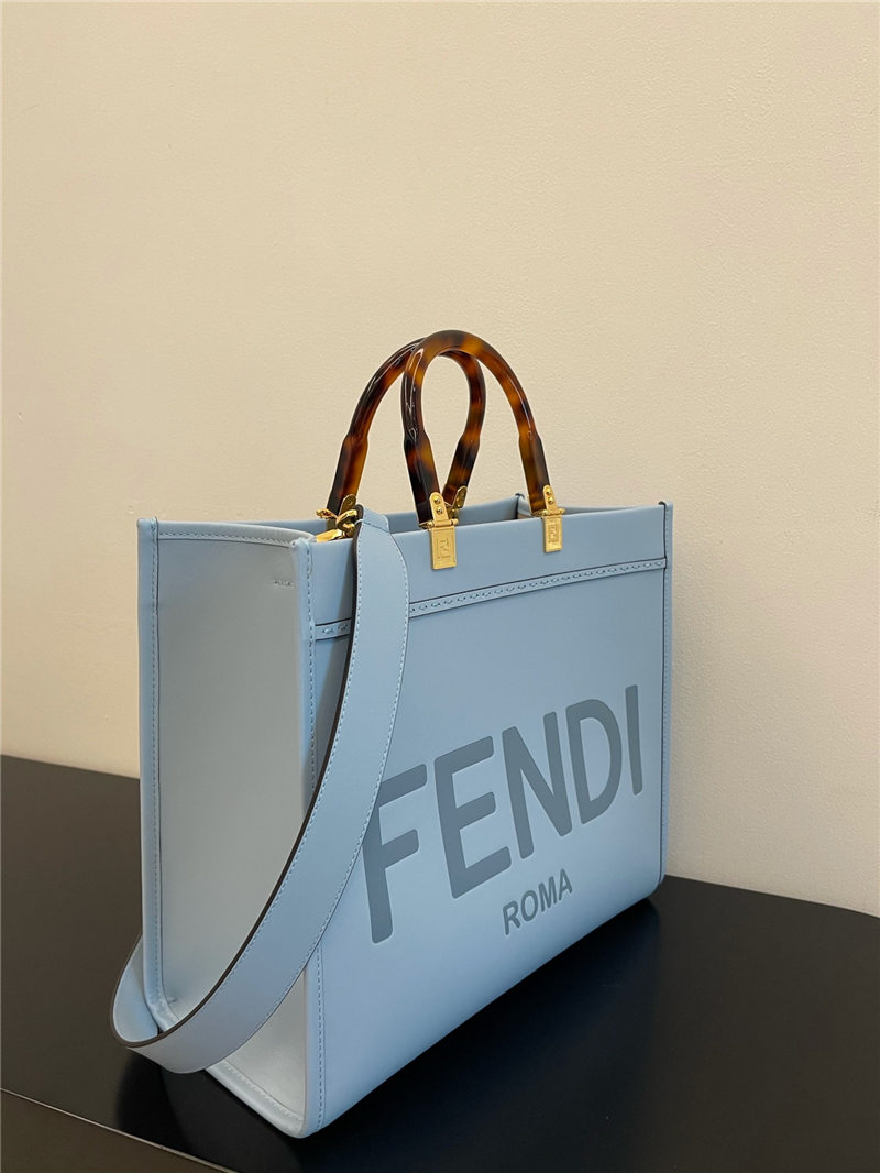 MEDIUM Fendi SUNSHINE Leather Shopper Sky Blue High