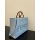 MEDIUM Fendi SUNSHINE Leather Shopper Sky Blue High