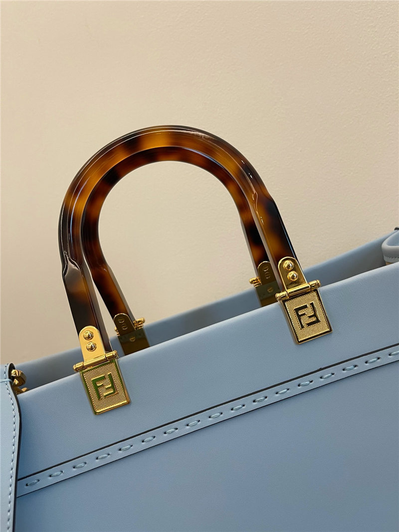 MEDIUM Fendi SUNSHINE Leather Shopper Sky Blue High