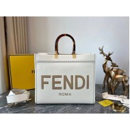 MEDIUM Fendi SUNSHINE Leather Shopper White High