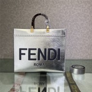 MEDIUM Fendi SUNSHINE Leather Shopper Silver High