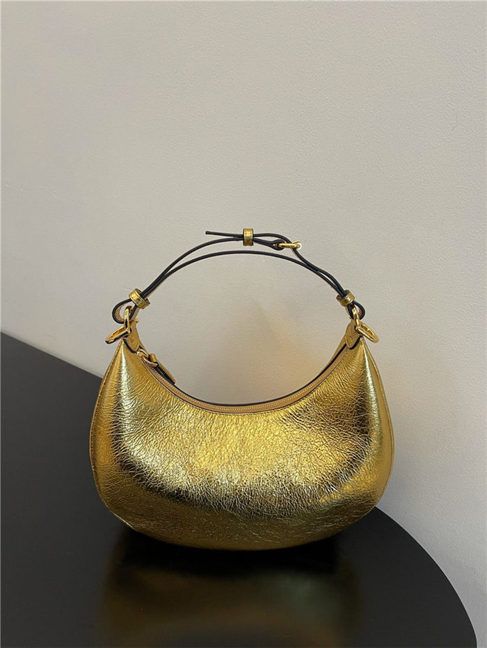 Fendigraphy Small Leather Bag Gold High