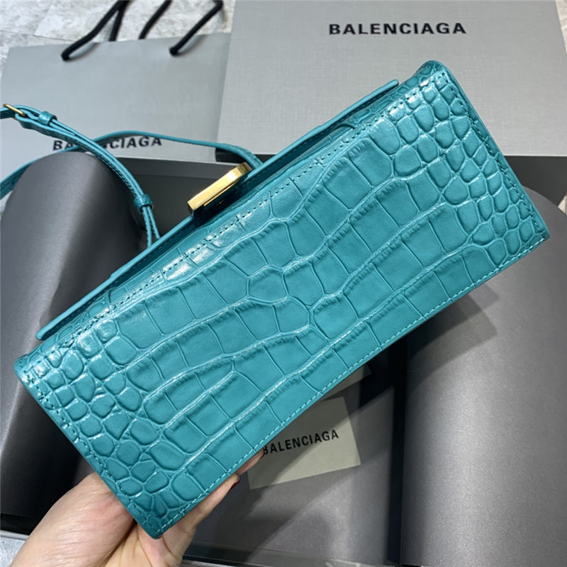 WOMEN'S HOURGLASS SMALL TOP HANDLE BAG Crocodile Blue High