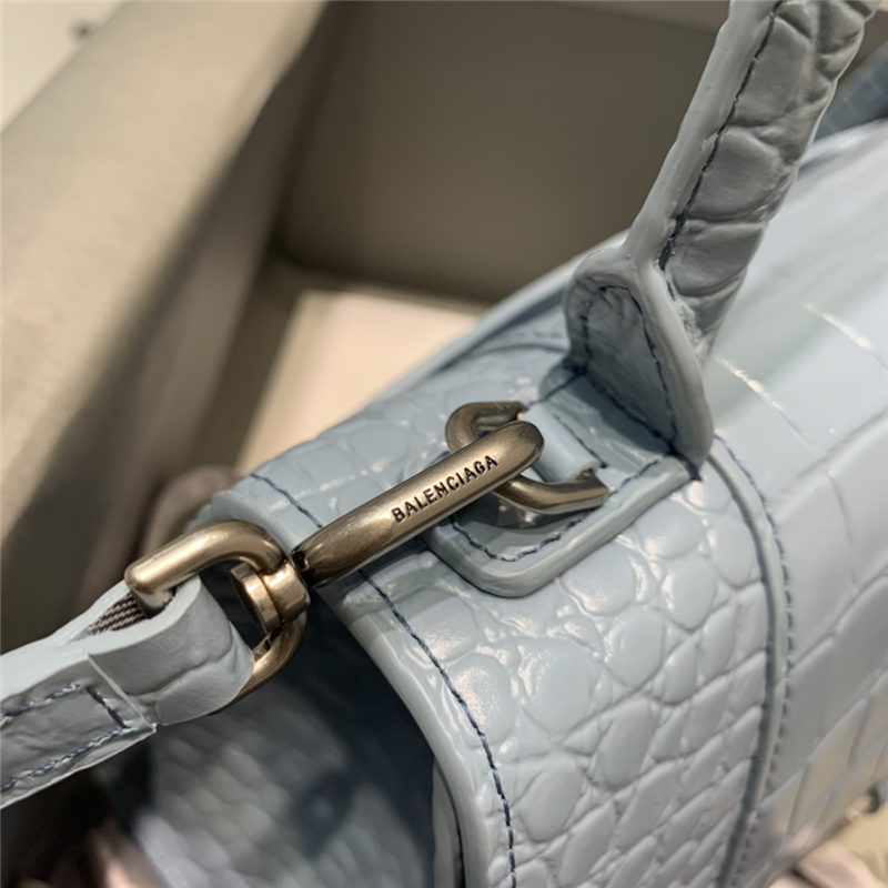 WOMEN'S HOURGLASS SMALL TOP HANDLE BAG Crocodile Grey Blue High