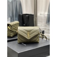 LOULOU TOY BAG IN Y-QUILTED LEATHER Gold-Tone Green High