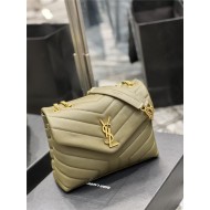 LOULOU SMALL IN MATELASSÉ “Y” LEATHER Gold-Tone Green High