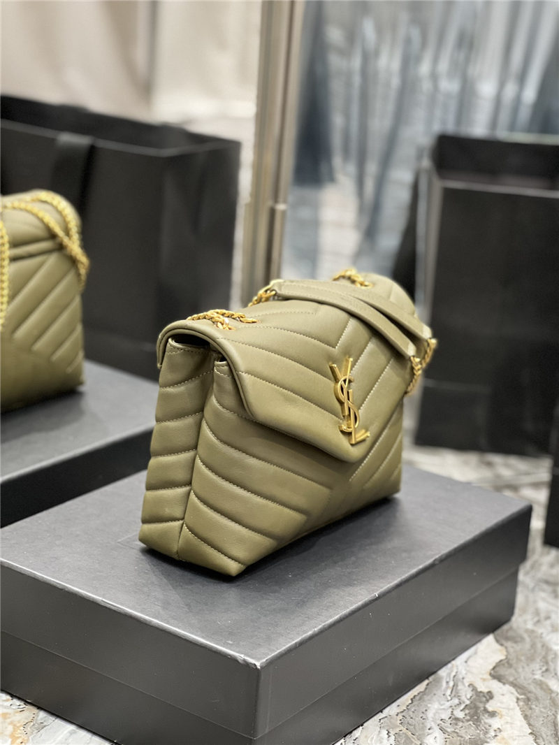 LOULOU SMALL IN MATELASSÉ “Y” LEATHER Gold-Tone Green High