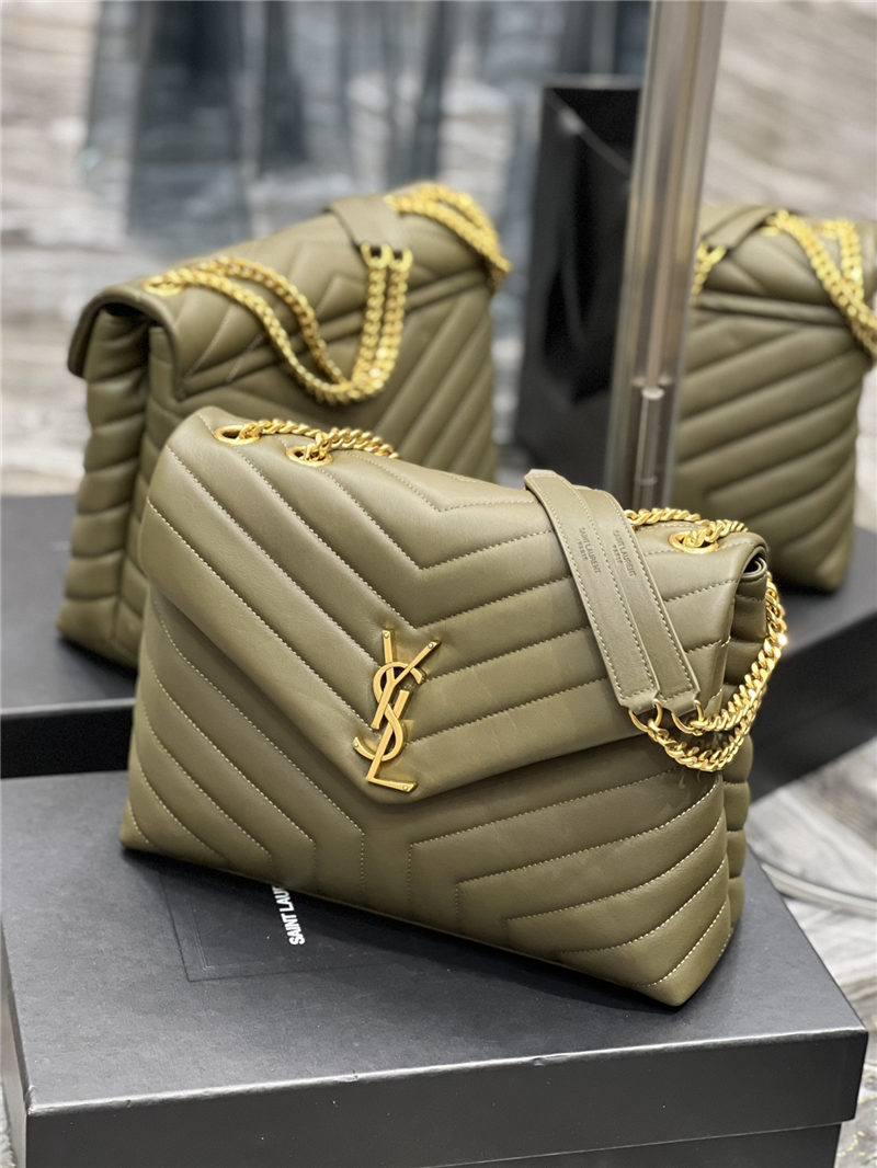 LOULOU MEDIUM IN MATELASSÉ “Y” LEATHER Gold-Tone Green High