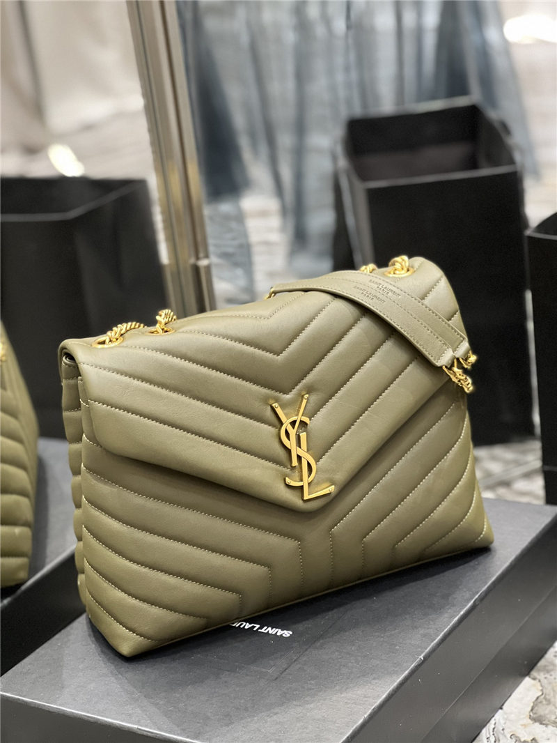 LOULOU MEDIUM IN MATELASSÉ “Y” LEATHER Gold-Tone Green High