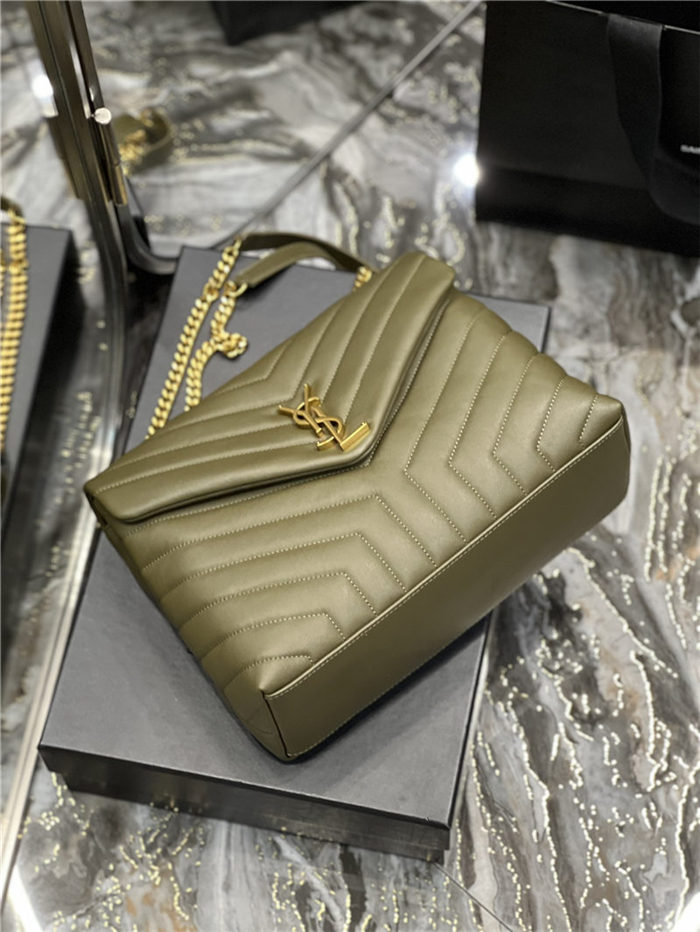 LOULOU MEDIUM IN MATELASSÉ “Y” LEATHER Gold-Tone Green High