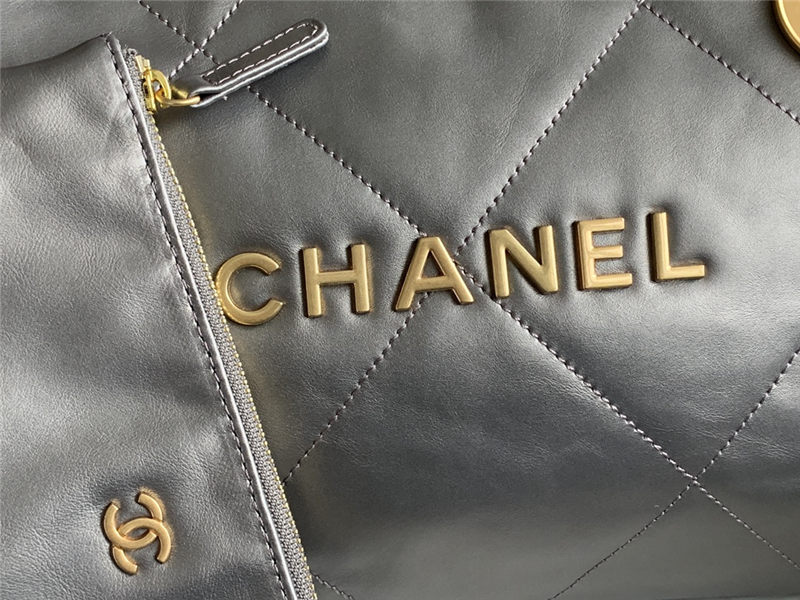 Chanel 22 SMALL HANDBAG Shiny Calfskin & Gold-Tone Metal AS3260 Ruthenium High