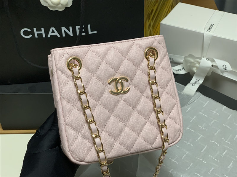 Chanel BUCKET BAG AS3176 Grained Calfskin Gold-Tone Metal Pink High