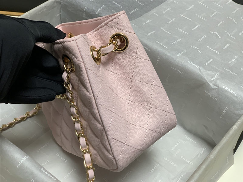 Chanel BUCKET BAG AS3176 Grained Calfskin Gold-Tone Metal Pink High