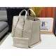 LARGE SHOPPING BAG Mixed Fibers & Silver-Tone Metal White High