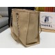 SHOPPING BAG Mixed Fibers & Silver-Tone Metal Beige High