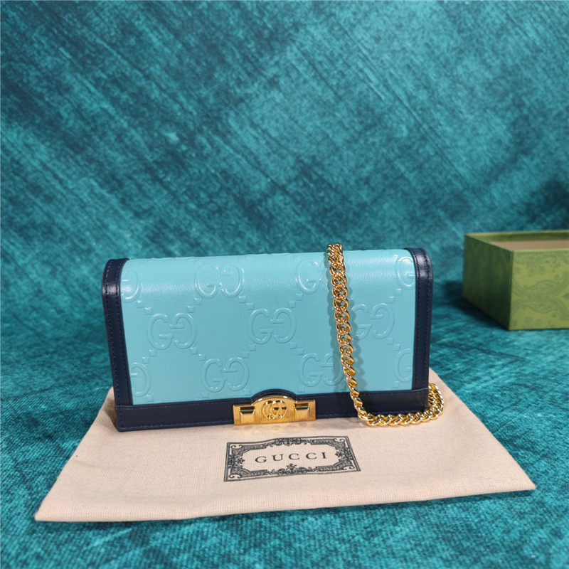 Gucci GG wallet with chain 676155 Blue High