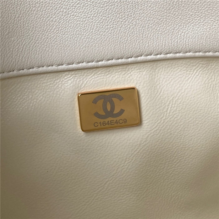 Chanel BUCKET BAG AS3116 Lambskin Enamel & Gold-Tone Metal White A