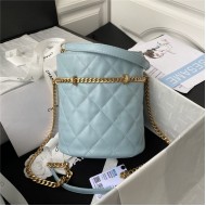 Chanel BUCKET BAG AS3116 Lambskin Enamel & Gold-Tone Metal Blue A