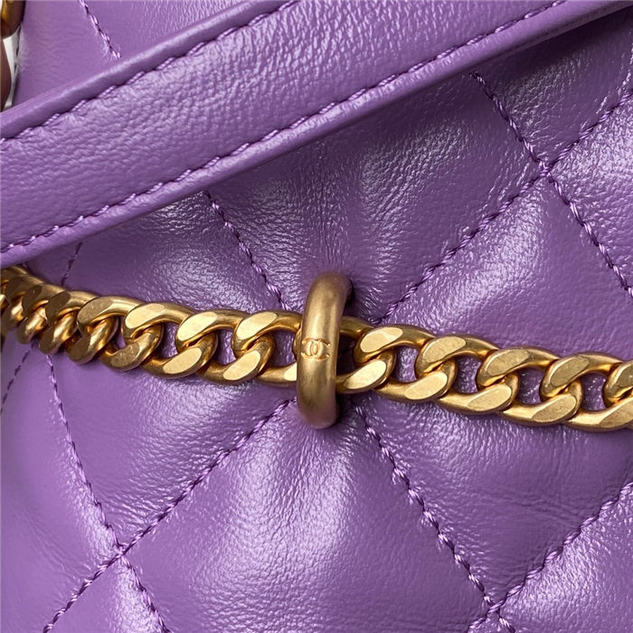 Chanel BUCKET BAG AS3116 Lambskin Enamel & Gold-Tone Metal Purple A