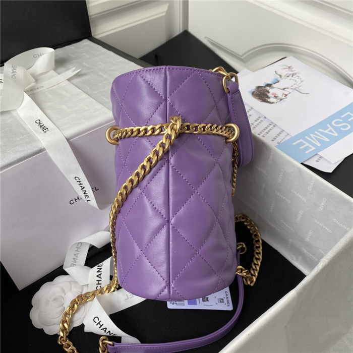 Chanel BUCKET BAG AS3116 Lambskin Enamel & Gold-Tone Metal Purple A