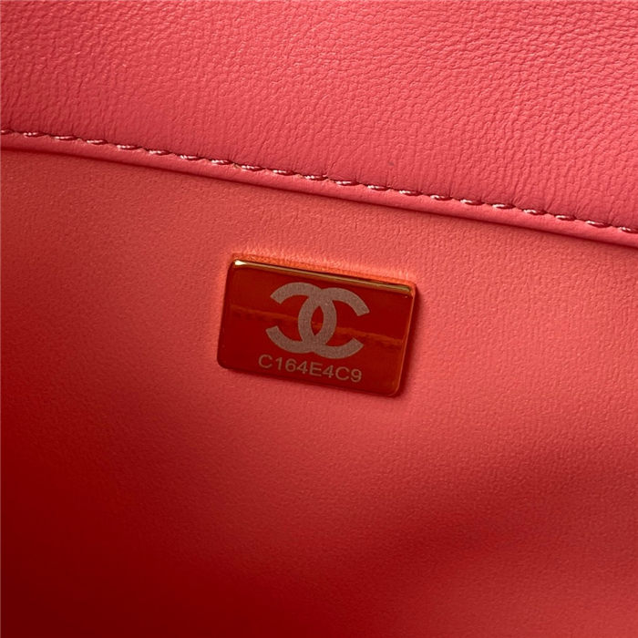 Chanel BUCKET BAG AS3116 Lambskin Enamel & Gold-Tone Metal Coral A