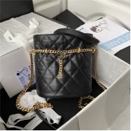 Chanel BUCKET BAG AS3116 Lambskin Enamel & Gold-Tone Metal Black A