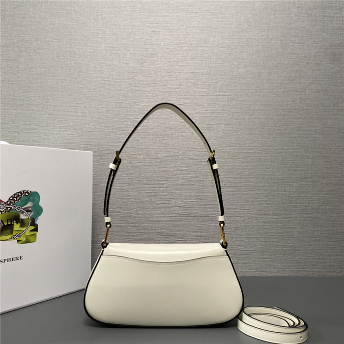 Prada Brushed leather shoulder bag 1BD345 White High