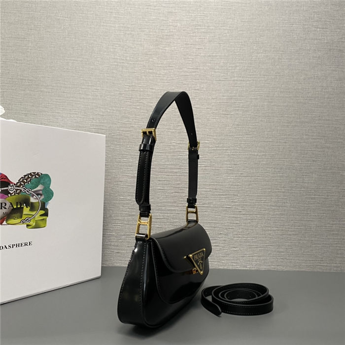 Prada Brushed leather shoulder bag 1BD345 Black High