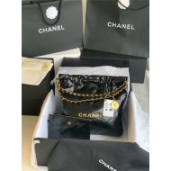 Chanel 22 SMALL HANDBAG Shiny Calfskin & Gold-Tone Metal AS3260 Black High